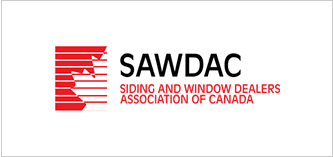 A red and black logo for the siding and window design association of canada.