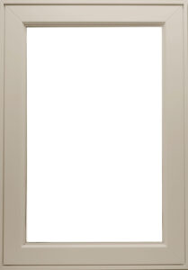 A white door with a glass window in the center.