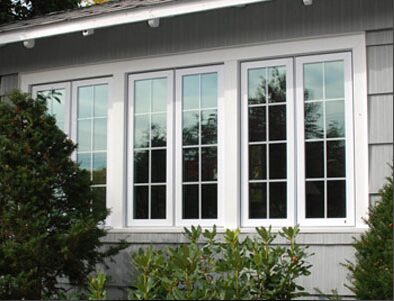 A series of white casement windows